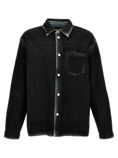 Shop Purple Brand Smeared Effect Overshirt In Black