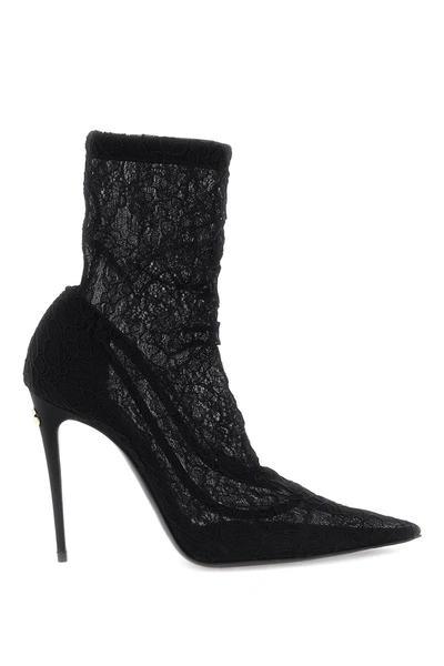 Shop Dolce & Gabbana Cordonetto Lace Ankle Boots In Black