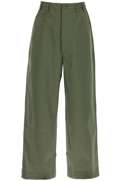 Shop Kenzo Oversized Cotton Pants In Brown