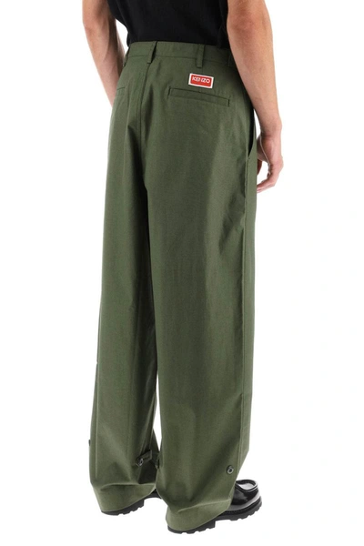 Shop Kenzo Oversized Cotton Pants In Brown