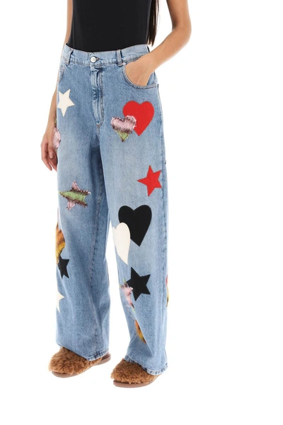 Shop Marni Relaxed Fit Jeans With Patches In Blue