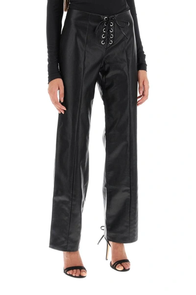 Shop Rotate Birger Christensen Rotate Straight-cut Pants In Faux Leather In Black