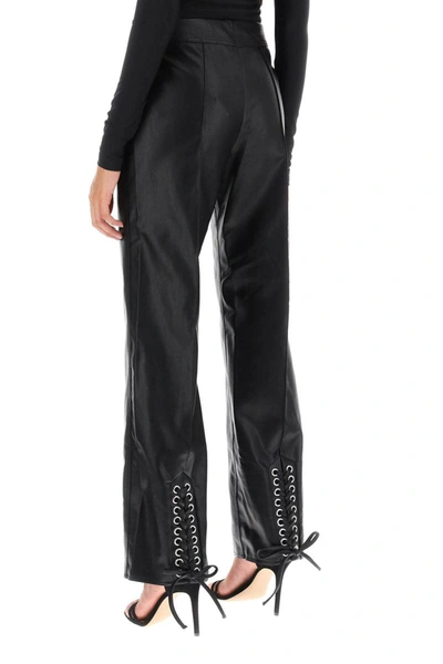 Shop Rotate Birger Christensen Rotate Straight-cut Pants In Faux Leather In Black