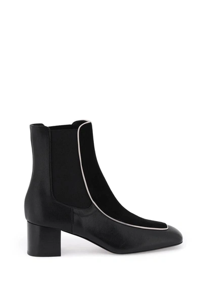 Shop Totême Toteme Smooth And Suede Leather Ankle Boots In Black