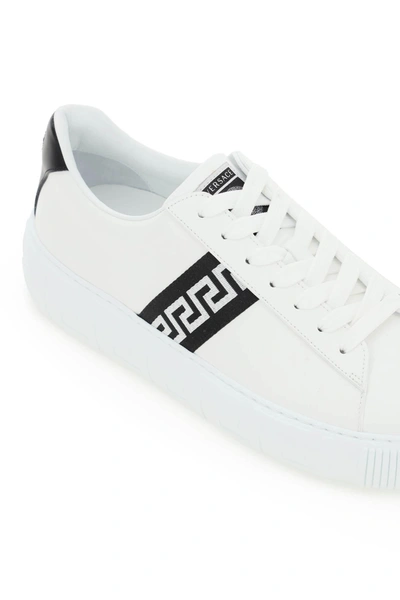 Shop Versace Leather Greca Sneakers