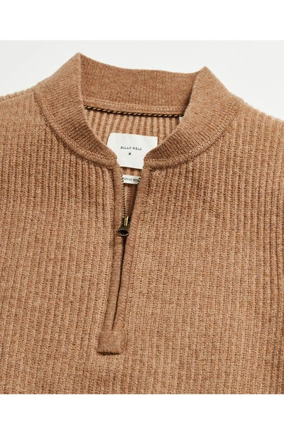 Shop Billy Reid Fisherman Rib Half Zip Wool Sweater In Camel/ Tan