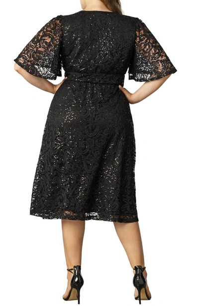 Shop Kiyonna Starry Sequin Lace Fit & Flare Cocktail Dress In Onyx