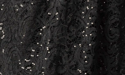 Kiyonna Women's Plus Size Starry Sequined Lace Cocktail Dress In Onyx