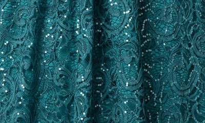 Kiyonna Women's Plus Size Starry Sequined Lace Cocktail Dress In Teal Topaz