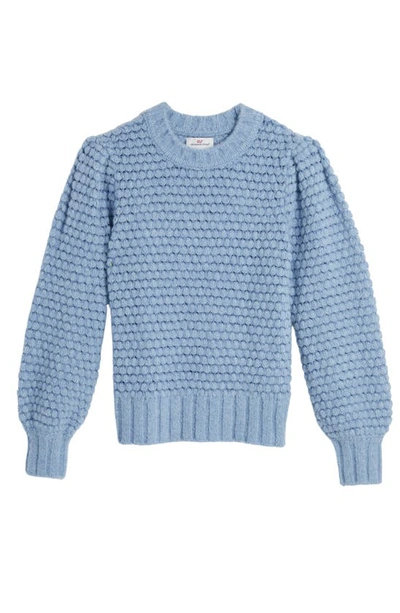 Shop Vineyard Vines Popcorn Stitch Puff Shoulder Sweater In Jake Blue Heather