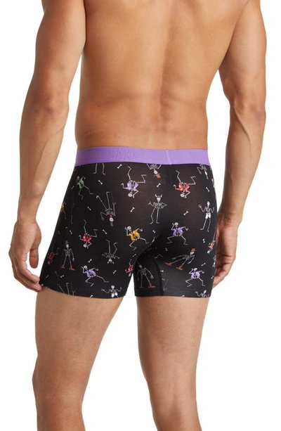 Saxx Vibe Boxer Briefs In Dancing Skellies- Black