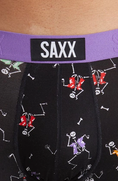 Saxx Vibe Boxer Briefs In Dancing Skellies- Black