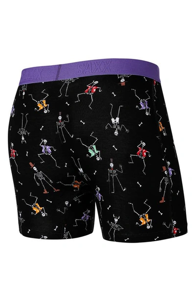 Saxx Vibe Boxer Briefs In Dancing Skellies- Black