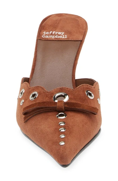 Shop Jeffrey Campbell Gratis Pointed Toe Mule In Brown Suede Silver