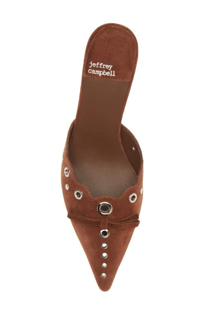 Shop Jeffrey Campbell Gratis Pointed Toe Mule In Brown Suede Silver