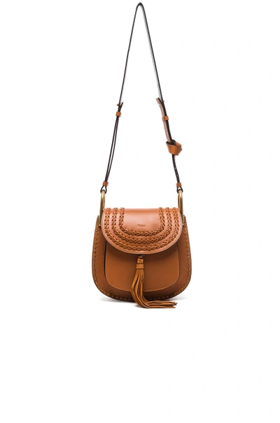 Shop Chloé Small Hudson Braided Leather Bag In Caramel