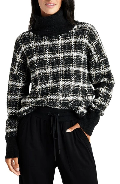 Shop Splendid Ginny Plaid Turtleneck Sweater In Black Plaid