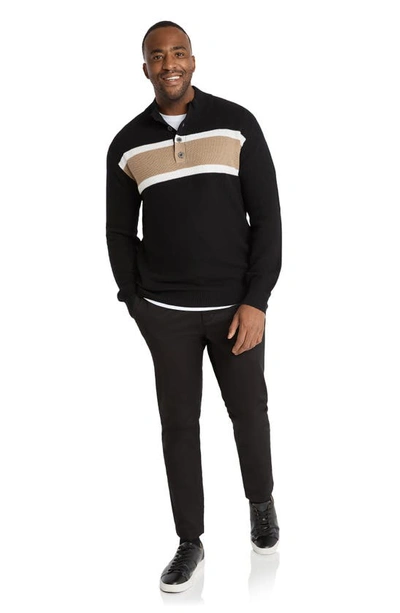 Shop Johnny Bigg Keating Colorblock Stripe Cotton Henley Sweater In Black
