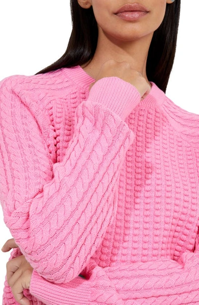 Shop French Connection Mozart Mixed Stitch Cotton Sweater In Bright Prosecco Pink