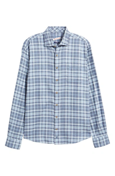 Shop Johnnie-o Roan Plaid Stretch Button-up Shirt In Maliblu