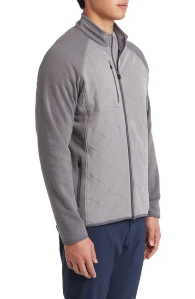 Johnnie-o Mario Mix Media Water Repellent Zip-up Jacket In Charcoal