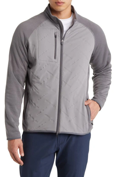 Johnnie-o Mario Mix Media Water Repellent Zip-up Jacket In Charcoal