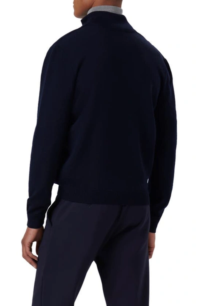 Shop Bugatchi Mock Neck Zip Sweater In Navy