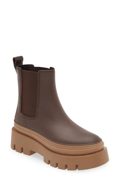 Shop Jeffrey Campbell Rain-storm Platform Chelsea Boot In Brown Honey