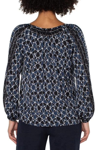 Shop Liverpool Los Angeles Geometric Pattern Pleated Pullover Shirt In Stargazing Tw P
