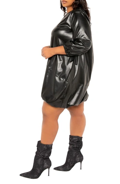 Shop Buxom Couture Bubble Faux Leather Minidress In Black