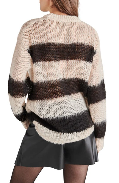 Shop Steve Madden Elson Open Stitch Stripe Sweater In Black Multi