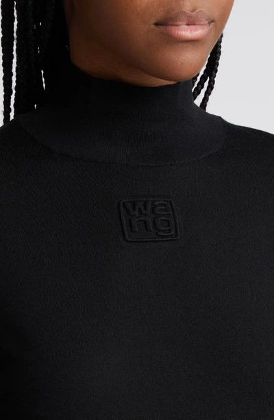 Shop Alexander Wang Embossed Logo Wool Turtleneck Sweater In 001 Black