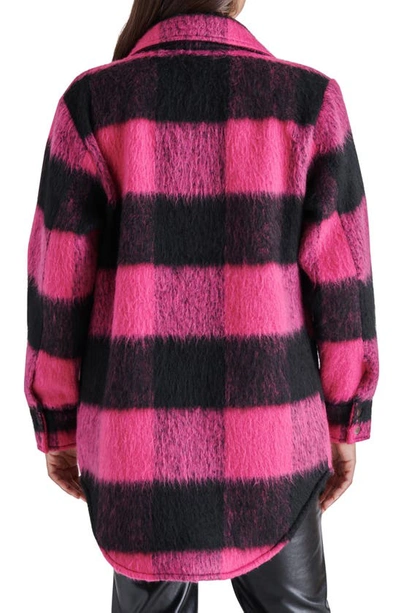 Shop Steve Madden Eldridge Oversize Plaid Shirt Jacket In Pink Multi