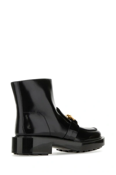 Shop Bottega Veneta Woman Black Leather Monsieur Ankle Boots