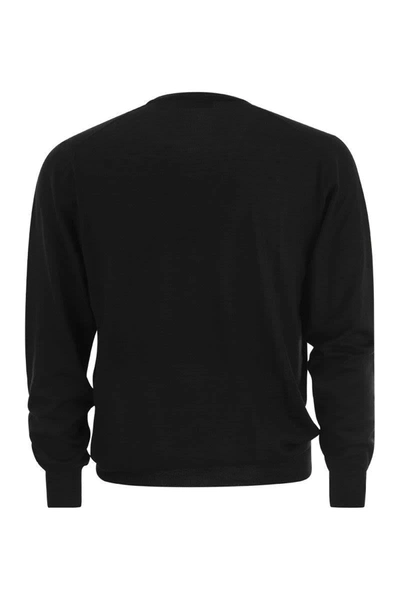 Shop Fedeli Crew-neck Jumper In Wool In Black