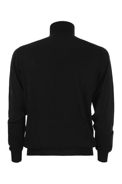 Fedeli Wool And Cashmere Turtleneck Jumper In Black
