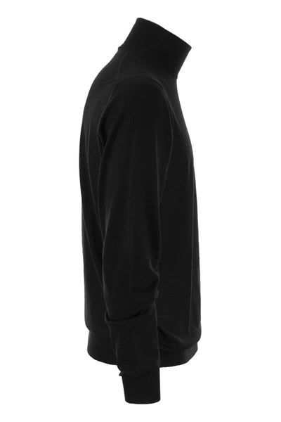 Fedeli Wool And Cashmere Turtleneck Jumper In Black