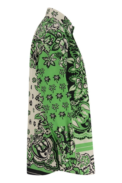 Shop Red Valentino Cotton Shirt With Bandana Print In Green