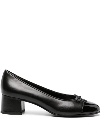 Shop Tory Burch Bow Leather Pumps In Black