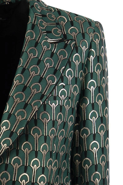 Shop Weekend Max Mara Zulia - Jacquard Fabric Blazer In Turquoise
