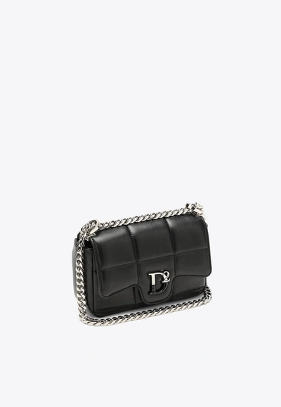 Dsquared2 Logo-plaque Quilted Crossbody Bag In Black