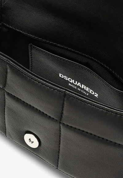 Dsquared2 Logo-plaque Quilted Crossbody Bag In Black