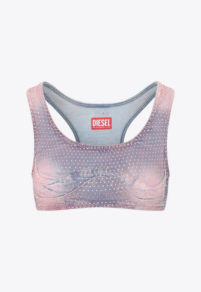 Shop Diesel De-toppy-fsd Denim Cropped Top In Pink