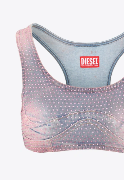 Shop Diesel De-toppy-fsd Denim Cropped Top In Pink