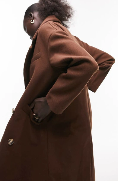 Shop Topshop Longline Coat In Brown