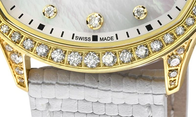 Gevril Morcote Swiss Diamond Leather Strap Watch, 36mm In White