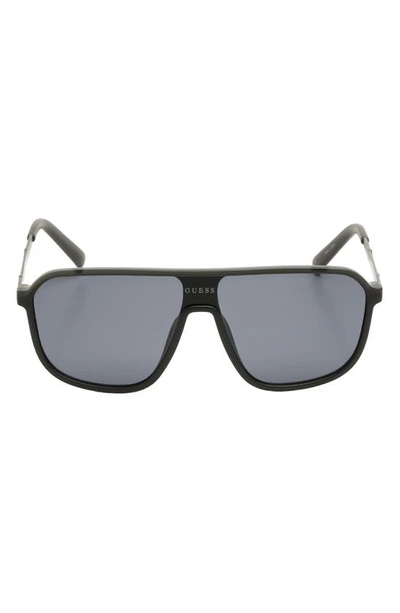 Shop Guess 59mm Shield Sunglasses In Matte Black / Smoke
