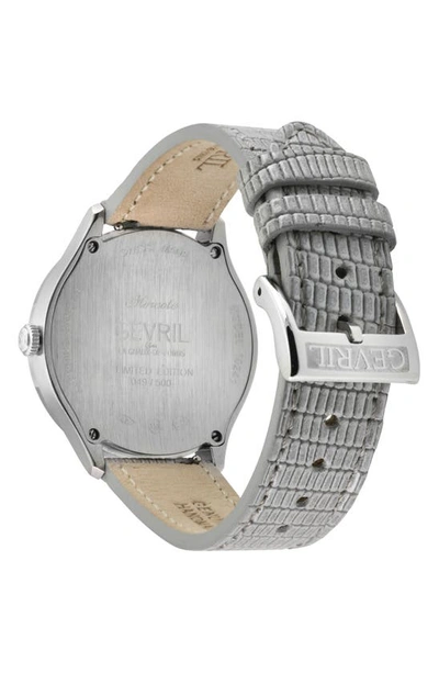 Gevril Morcote Swiss Diamond Leather Strap Watch, 36mm In Silver