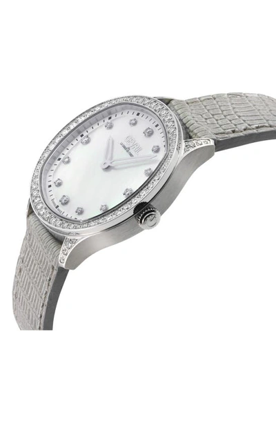 Gevril Morcote Swiss Diamond Leather Strap Watch, 36mm In Silver