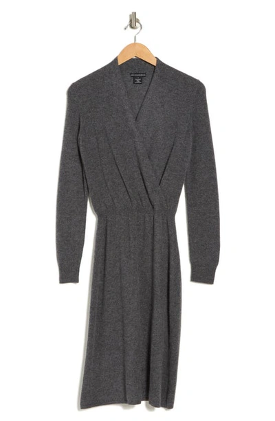 Shop Sofia Cashmere Long Sleeve Cashmere Sweater Dress In Medium Charcoal